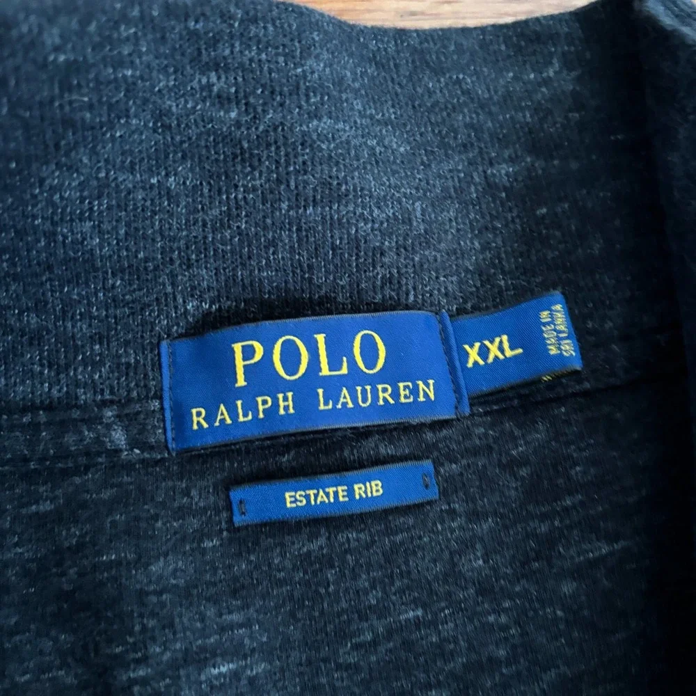 Polo Ralph Lauren Estate Rib 1/4 Zip Sweater Mens XXL Gray Pullover Flesh Pony‎